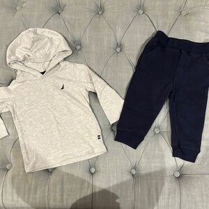 Nautica Gray and Blue Matching Sweatpants Set Tapered Fit